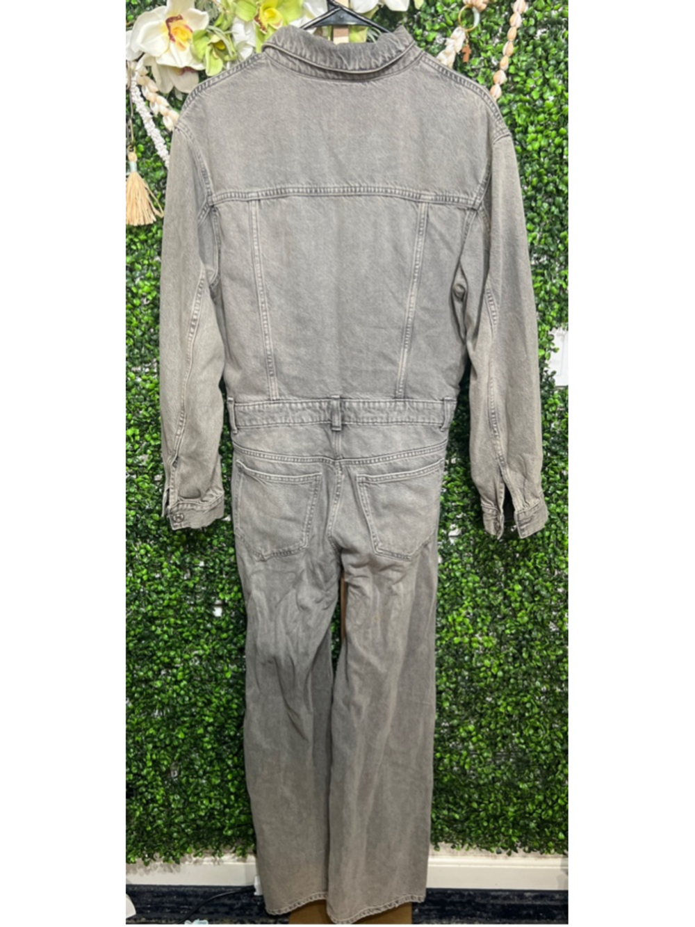 Women's ZARA Gray Denim Jumpsuit Coveralls Size Medium - Picture 9 of 9